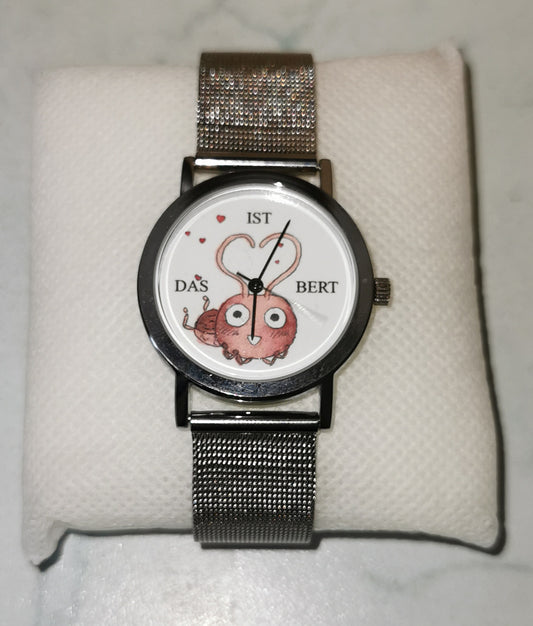 Uhr mit Metallband - Bert mit Herzchen